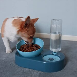 FUUIE Bowls for Food and Water Automatic Drinking Water Anti-overturning Pet Basin (Color : Blue, Size : Large)