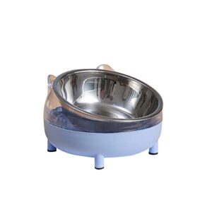 fuuie bowls for food and water creative cat feeding bowl separable stainless steel pet feeder/drinking bowl for small medium cat dog transparent food storager (color : blue double bowl)