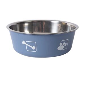 fuuie bowls for food and water double-layer thickened dog and cat bowl floor suction pet bowl stainless steel dog food feeder large dog tableware accessories (color : blue)