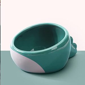 cat bowl ceramic double bowl anti-tipping food bowl dog bowl cat drinking bowl protecting cervical spine pet supplies (blue big)