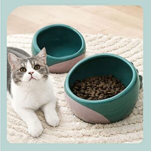 Cat Bowl Ceramic Double Bowl Anti-Tipping Food Bowl Dog Bowl Cat Drinking Bowl Protecting Cervical Spine Pet Supplies (Blue Big)