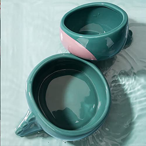 Cat Bowl Ceramic Double Bowl Anti-Tipping Food Bowl Dog Bowl Cat Drinking Bowl Protecting Cervical Spine Pet Supplies (Blue Big)