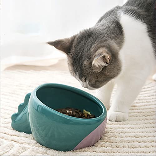 Cat Bowl Ceramic Double Bowl Anti-Tipping Food Bowl Dog Bowl Cat Drinking Bowl Protecting Cervical Spine Pet Supplies (Blue Big)