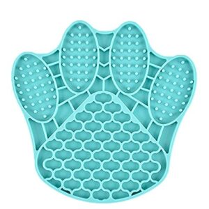 fuuie bowls for food and water new pet dog feeding slow food bowl claw-shaped dispensing mat feed plate silicone dog lick pad safe no-toxic training plate (color : blue)