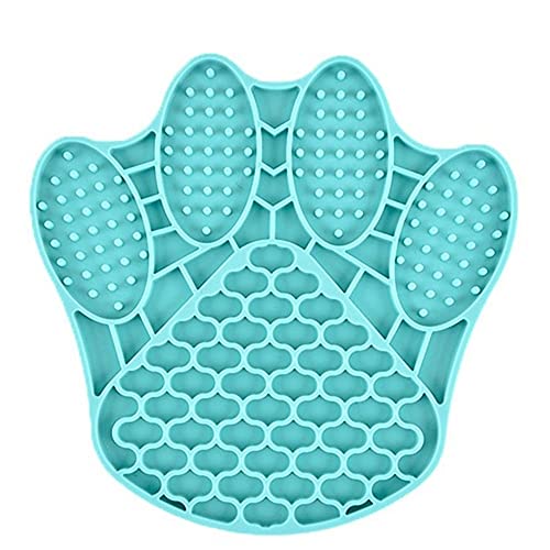 FUUIE Bowls for Food and Water New Pet Dog Feeding Slow Food Bowl Claw-Shaped Dispensing Mat Feed Plate Silicone Dog Lick Pad Safe No-Toxic Training Plate (Color : Blue)