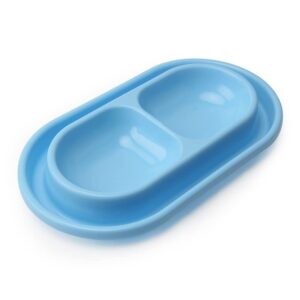 fuuie bowls for food and water anti-ant pet double bowl, cat and dog feeder, plastic pet feeding bowl, water bowl (color : blue)