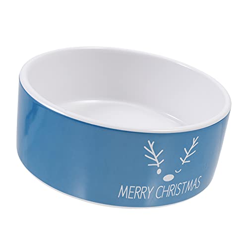 Ceramic Dog Bowls Christmas Pet Food Bowl Cat Feeder Bowl Pet Food Water Feeder for Dog Cat Puppy Kitten ( Color : Blue )