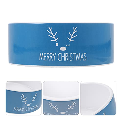 Ceramic Dog Bowls Christmas Pet Food Bowl Cat Feeder Bowl Pet Food Water Feeder for Dog Cat Puppy Kitten ( Color : Blue )