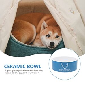 Ceramic Dog Bowls Christmas Pet Food Bowl Cat Feeder Bowl Pet Food Water Feeder for Dog Cat Puppy Kitten ( Color : Blue )