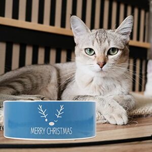 Ceramic Dog Bowls Christmas Pet Food Bowl Cat Feeder Bowl Pet Food Water Feeder for Dog Cat Puppy Kitten ( Color : Blue )