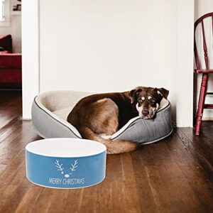 Ceramic Dog Bowls Christmas Pet Food Bowl Cat Feeder Bowl Pet Food Water Feeder for Dog Cat Puppy Kitten ( Color : Blue )