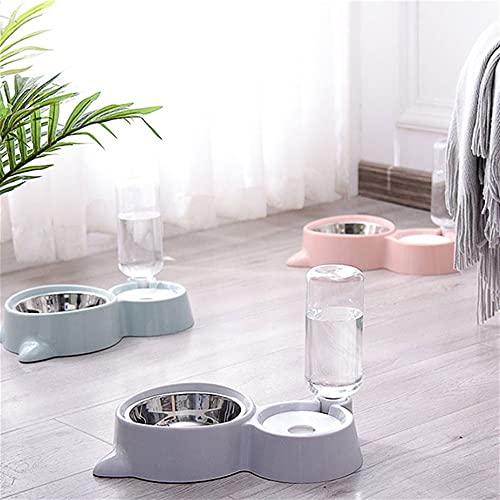 AHEGAS Dog Food Bowl 2 in 1 Cat Bowl Water Dispenser Automatic Water Storage Pet Dog Cat Food Bowl Food Container with Waterer Pet Waterer Feeder ( Color : Gray )