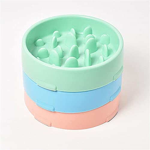 FUUIE Bowls for Food and Water Pet Anti-Choke Bowl Dog Slow Food Stop Food Bowl Plastic Safe Convenient Dogs Cat Bowl Supplies Anti-Gulping Pets Food Plate (Color : Blue)