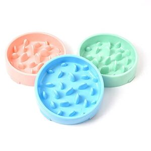 FUUIE Bowls for Food and Water Pet Anti-Choke Bowl Dog Slow Food Stop Food Bowl Plastic Safe Convenient Dogs Cat Bowl Supplies Anti-Gulping Pets Food Plate (Color : Blue)