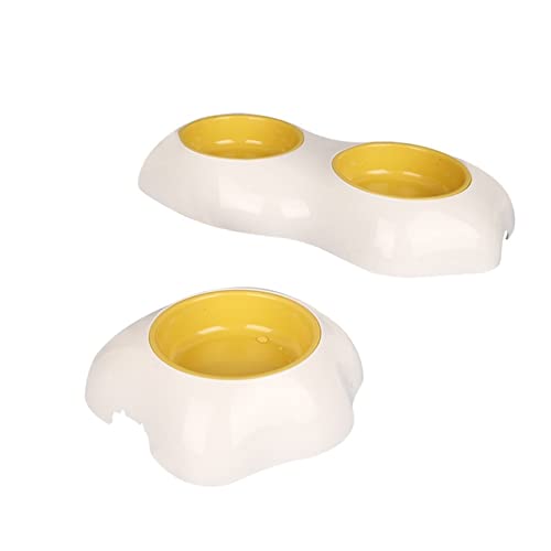 FUUIE Bowls for Food and Water Dog Food Water Feeder Poached Egg Shape Double Pet Bowls Prevent Tipping Pet Drinking Dish Feeder Cat Puppy Feeding Supplies (Color : Blue Double Bowl)