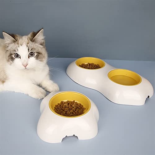 FUUIE Bowls for Food and Water Dog Food Water Feeder Poached Egg Shape Double Pet Bowls Prevent Tipping Pet Drinking Dish Feeder Cat Puppy Feeding Supplies (Color : Blue Double Bowl)