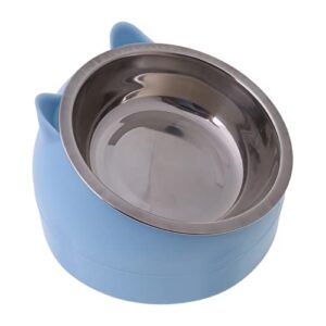 fuuie bowls for food and water stainless steel cat dog food bowl 15°slanted non-slip pet utensils puppy feeding container supplies (color : blue)