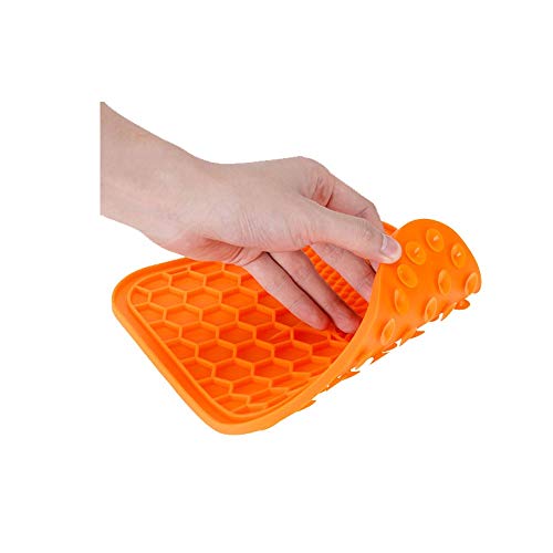 FUUIE Bowls for Food and Water Pet Bowl/Pet Universal/Silicone/Blue Orange/Choke Prevention Slow Food Dog Licking Plate (Color : A)