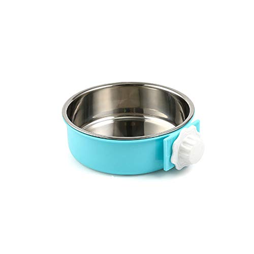 FUUIE Bowls for Food and Water Pet Bowl/Pet Universal/Stainless Steel/Green Blue/Overturn-Proof Hanging Pet Bowl (Color : A)