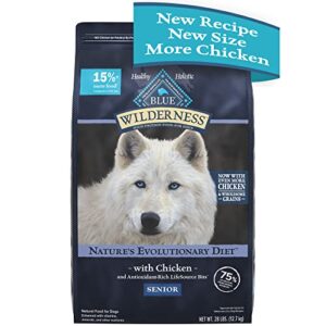 blue buffalo wilderness high protein natural senior dry dog food plus wholesome grains, chicken 28 lb bag