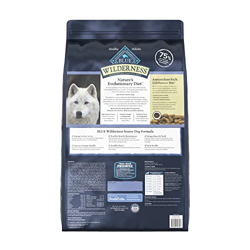 Blue Buffalo Wilderness High Protein Natural Senior Dry Dog Food Plus Wholesome Grains, Chicken 28 lb Bag