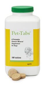 pet-tabs multivitamin and mineral supplement for puppies and dogs of all life stages, chewable tablet, 180 count bottle