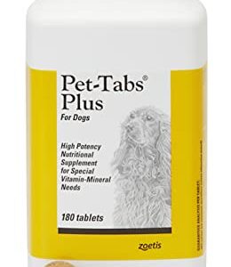 Pet-Tabs Plus Multivitamin and Mineral Supplement for Puppies and Dogs of all Sizes and Life Stages, Chewable Tablet, 180 Count Bottle