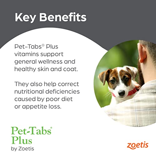 Pet-Tabs Plus Multivitamin and Mineral Supplement for Puppies and Dogs of all Sizes and Life Stages, Chewable Tablet, 180 Count Bottle