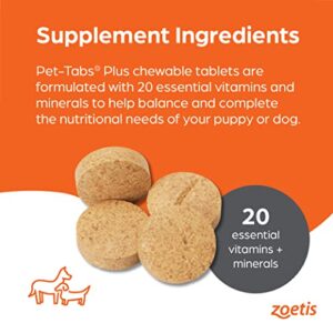 Pet-Tabs Plus Multivitamin and Mineral Supplement for Puppies and Dogs of all Sizes and Life Stages, Chewable Tablet, 180 Count Bottle