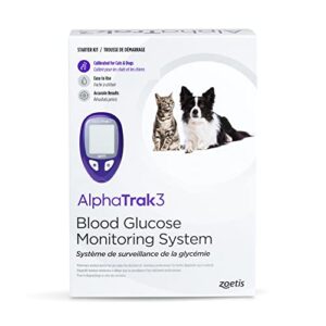 alphatrak 3, 8 piece pet blood glucose monitoring kit for diabetic cats and dogs, all-in-one solution for in-clinic or at home, with digital results