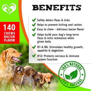 Flea and Tick Prevention Chewable Pills for Dogs - Revolution Oral Flea Treatment for Pets - Pest Control & Natural Defense - Chewables Small Tablets Made in USA… (Bacon)