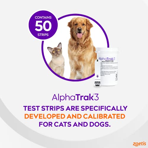 AlphaTrak 3 Test Strips for Use with AlphaTrak 3 Blood Glucose Monitoring System for Cats and Dogs, 50 Test Strips