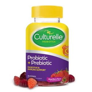 culturelle daily probiotic gummies for women & men, berry flavor, 52 count, naturally-sourced daily probiotic + prebiotic for digestive health, non-gmo & vegan