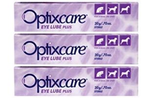 optixcare eye lube plus + hyaluron 20g for dog cat horses, pack of 3