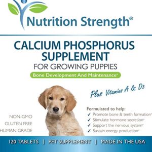 Nutrition Strength Calcium Phosphorus for Dogs Supplement, Provide Calcium for Puppies, Promote Healthy Dog Bones and Puppy Growth Rate, Dog Bone Supplement, 120 Chewable Tablets