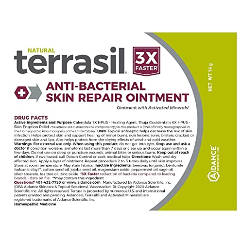 Antibacterial Skin Repair, 3X Faster Natural Ingredients for Treatment of Fissures Folliculitis Angular Cheilitis Impetigo Chilblains Lichen Sclerosus Cellulitis by Terrasil (14 Gram)