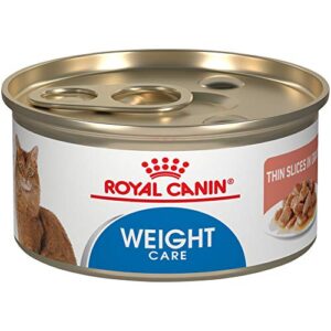 royal canin feline weight care thin slices in gravy canned adult wet cat food, 3 oz cans 24-count