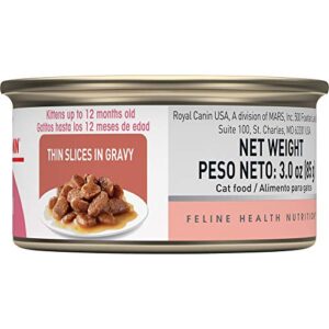 Royal Canin Feline Health Nutrition Kitten Thin Slices in Gravy Canned Cat Food, 3 Oz Can, Pack of 24