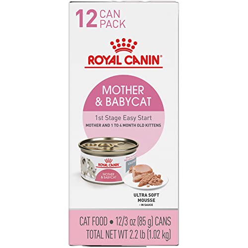 Royal Canin Feline Health Nutrition Mother & Babycat Ultra Soft Mousse in Sauce Canned Cat Food, 3 oz cans 12-pack