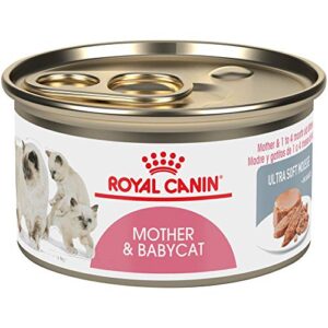 Royal Canin Feline Health Nutrition Mother & Babycat Ultra Soft Mousse in Sauce Canned Cat Food, 3 oz cans 12-pack