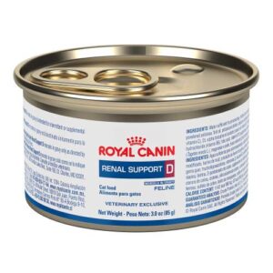 royal canin veterinary diet feline renal support d morsels in gravy canned cat food, 3.0 oz (pack of 24)