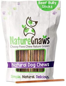 nature gnaws extra thin bully sticks for dogs – premium natural beef dental bones – long lasting dog chew treats for small dogs & puppies – rawhide free