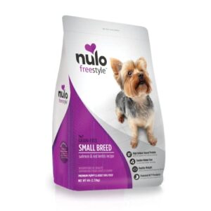 nulo freestyle small breed dog food, premium adult and puppy grain-free dry smaller sized kibble food, with bc30 probiotic for healthy digestion support