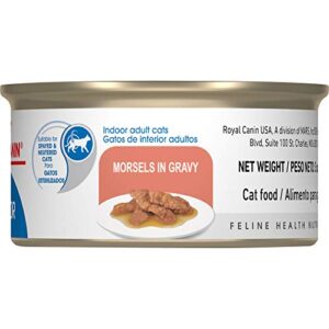 Royal Canin Adult Feline Health Nutrition Morsels in Gravy Cat Food for Indoor Cats, 3 oz cans 24-ct