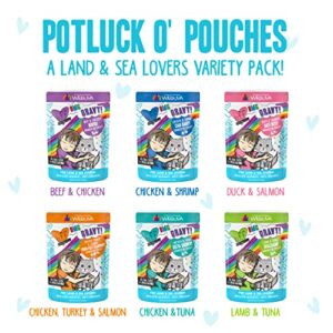 B.F.F. Omg - Best Feline Friend Oh My Gravy!, Variety Pack, Potluck O' Pouches, Wet Cat Food By Weruva, 2.8Oz Pouches (Pack Of 12)