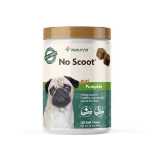 naturvet – no scoot for dogs – 120 soft chews – plus pumpkin – supports healthy anal gland & bowel function – enhanced with beet pulp & psyllium husk