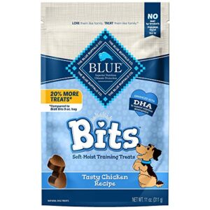 blue buffalo blue bits natural soft-moist training dog treats, chicken recipe 11-oz bag