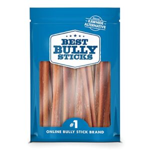 best bully sticks 4 inch all-natural bully sticks for dogs – 4” fully digestible, 100% grass-fed beef, grain and rawhide free | 8 oz