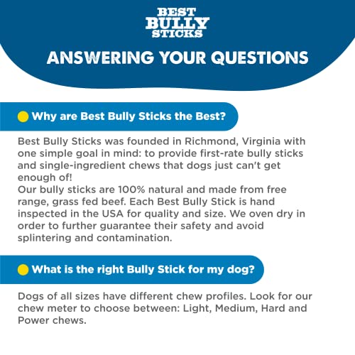 Best Bully Sticks 4 Inch All-Natural Bully Sticks for Dogs - 4” Fully Digestible, 100% Grass-Fed Beef, Grain and Rawhide Free | 8 oz