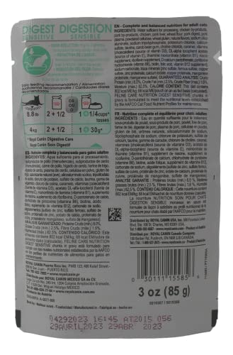 Royal Canin Chunks in Gravy Cat Food 2 Flavor 6 Pouch Sampler, (3) Each: Digest Sensitive, Weight (3 Ounces) - Plus Catnip Toy and Fun Facts Booklet Bundle